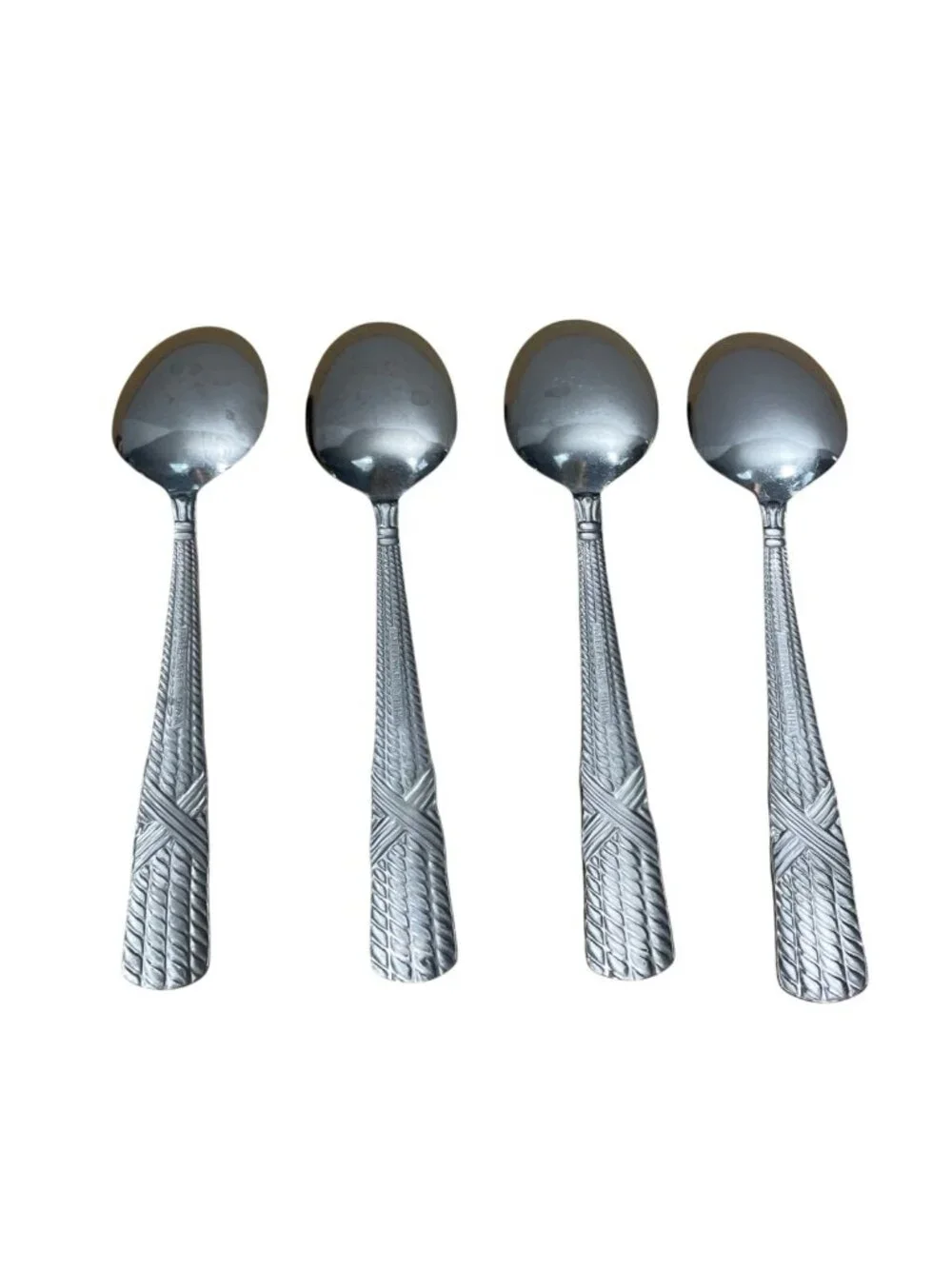 Farberware FRW56 Pattern 4 Oval Soup Tablespoons Stainless Flatware Glossy Rope
